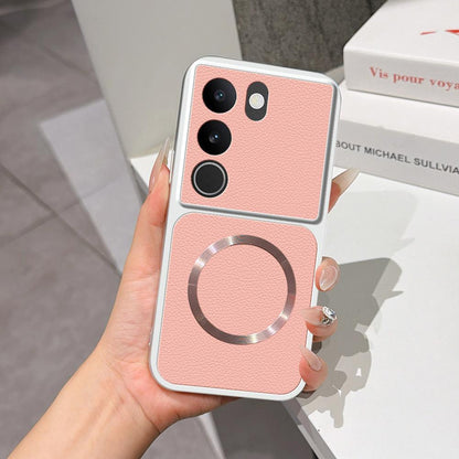 For vivo S17 Lambskin Series Magnetic Skin Feel Phone Case(Pink)