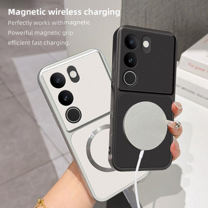 For vivo S17 Lambskin Series Magnetic Skin Feel Phone Case(Black)