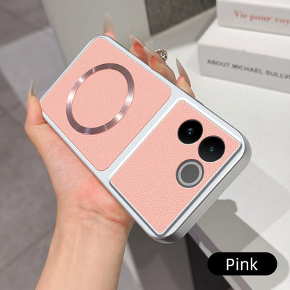 For vivo S17e Lambskin Series Magnetic Skin Feel Phone Case(Pink)