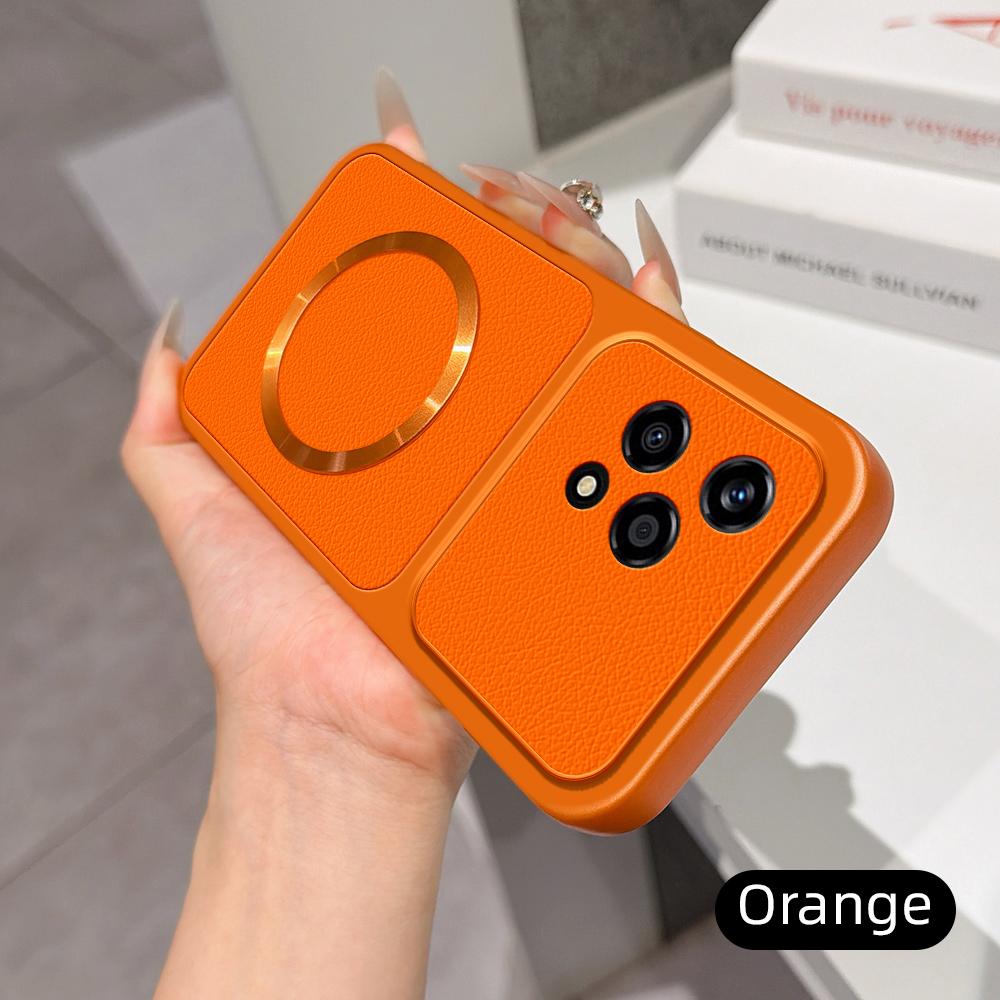 For Honor 200 Lite Global Lambskin Series Magnetic Skin Feel Phone Case(Orange)