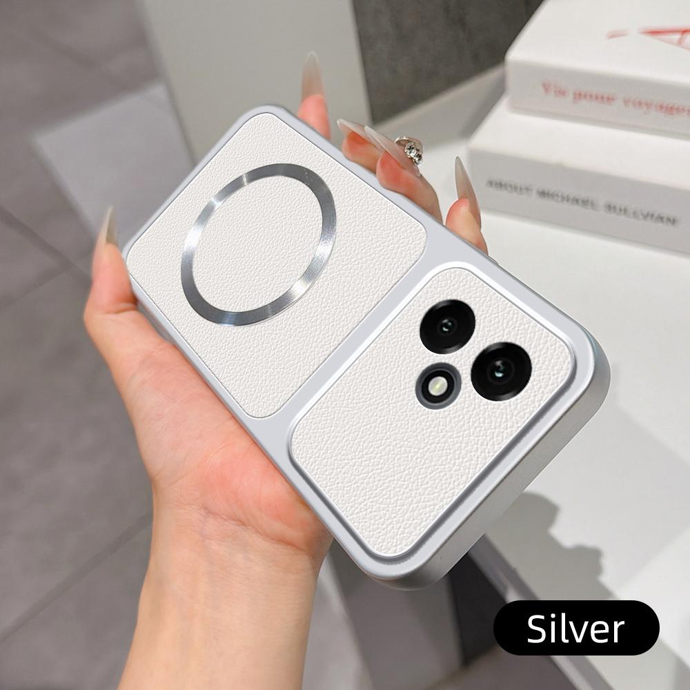 For Honor 400 Global 156.5mm Lambskin Series Magnetic Skin Feel Phone Case(Silver)