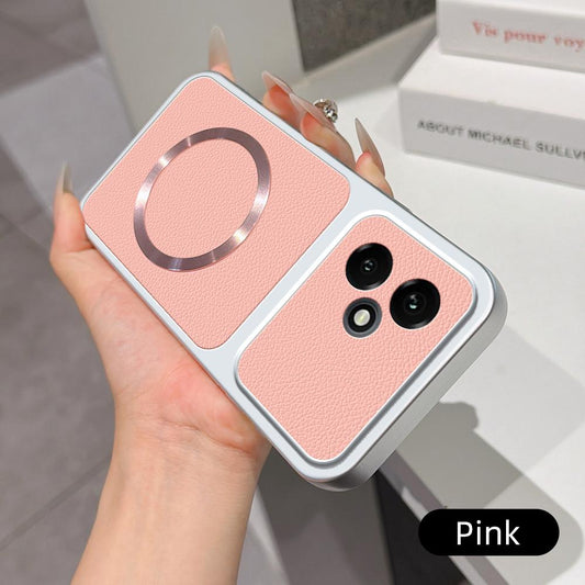 For Honor 400 Global 156.5mm Lambskin Series Magnetic Skin Feel Phone Case(Pink)