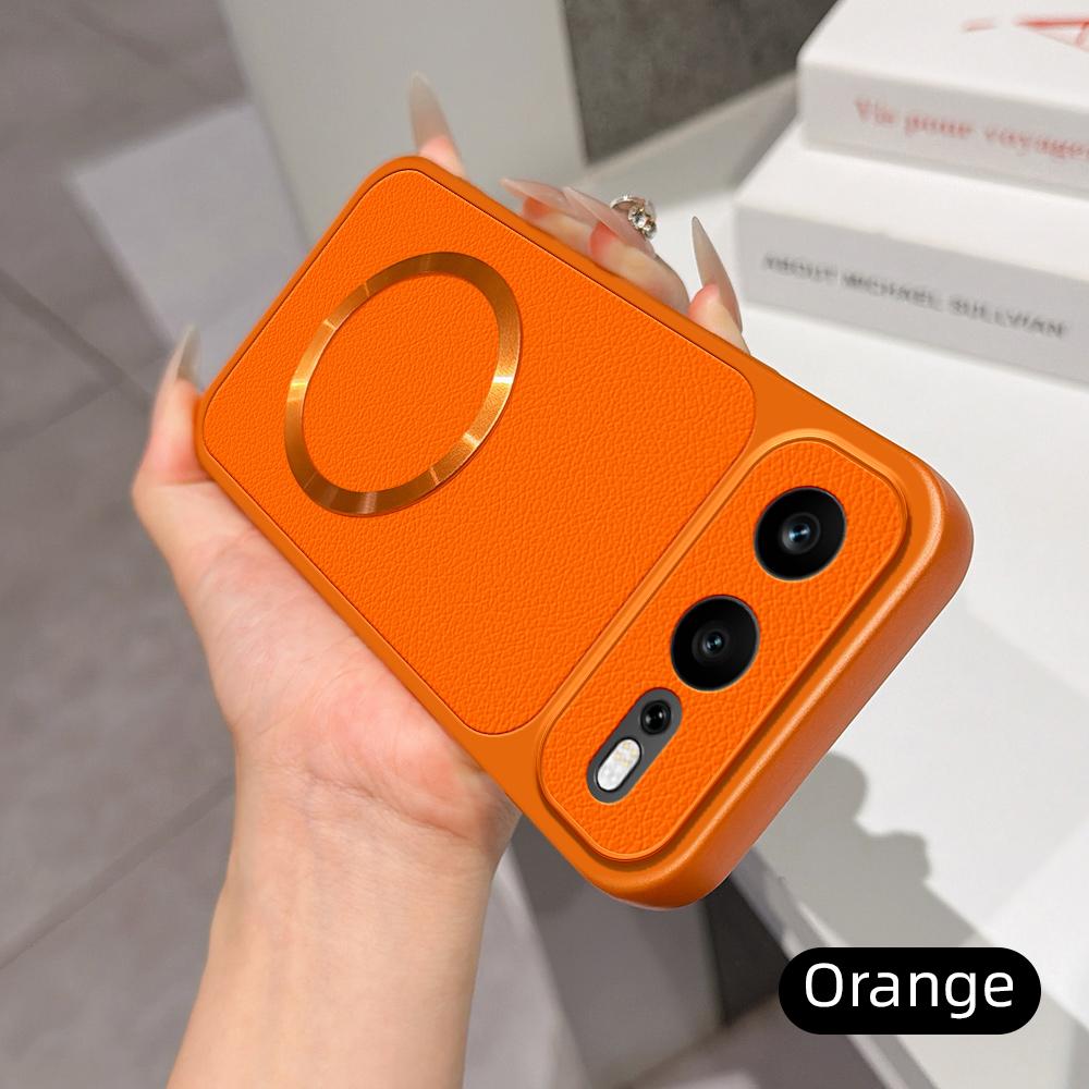 For Honor 600 Super Edition Lambskin Series Magnetic Skin Feel Phone Case(Orange)