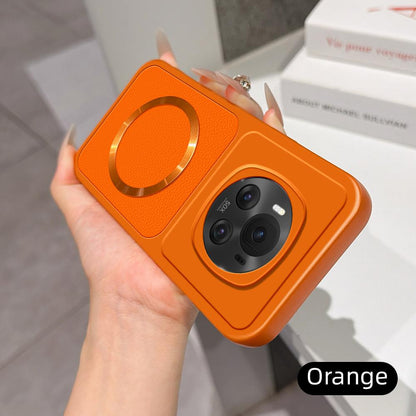 For Honor Magic6 Lambskin Series Magnetic Skin Feel Phone Case(Orange)
