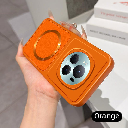 For Honor Magic6 Pro Lambskin Series Magnetic Skin Feel Phone Case(Orange)