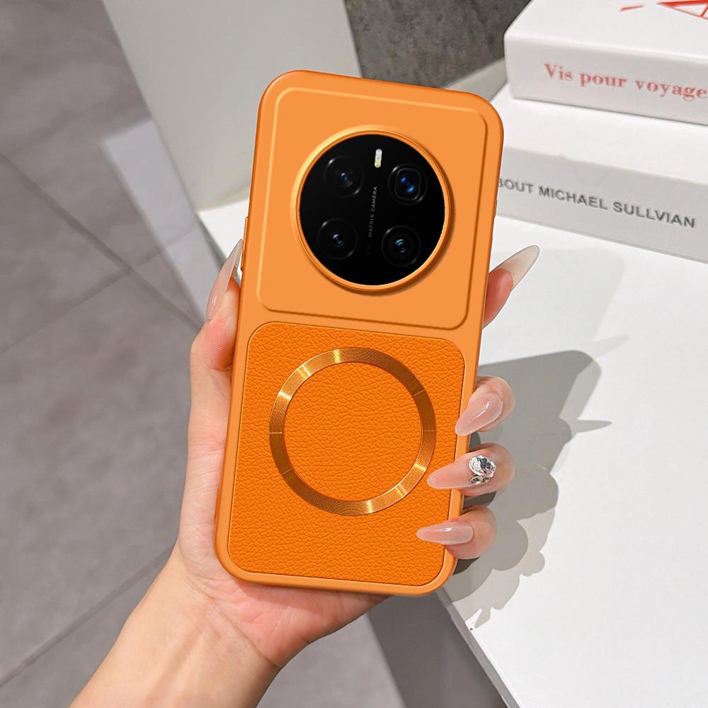 For Honor Magic7 Pro Lambskin Series Magnetic Skin Feel Phone Case(Orange)