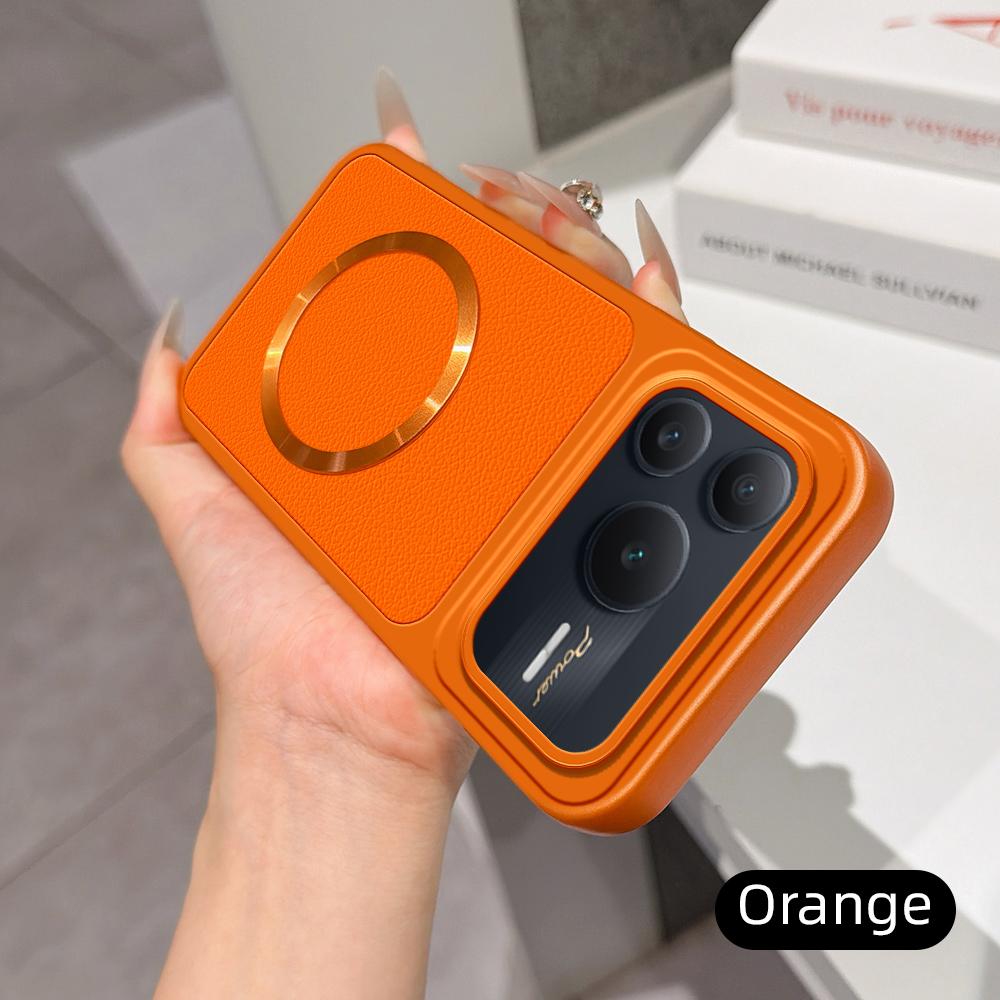 For Honor Power2 Lambskin Series Magnetic Skin Feel Phone Case(Orange)