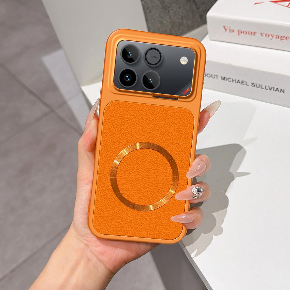 For Honor Win 5G Lambskin Series Magnetic Skin Feel Phone Case(Orange)