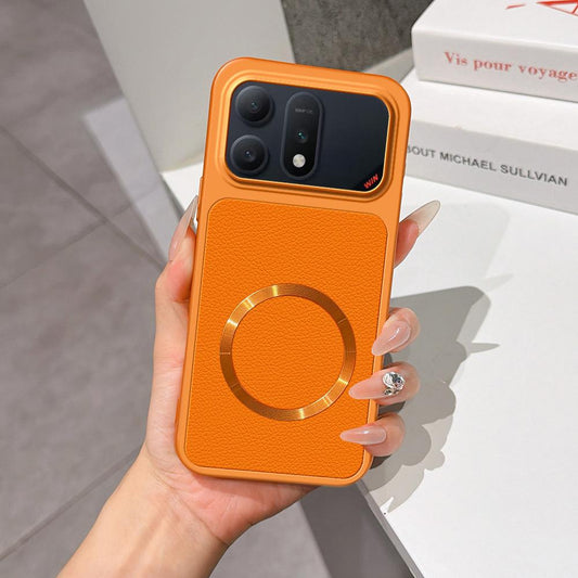 For Honor Win Turbo 5G Lambskin Series Magnetic Skin Feel Phone Case(Orange)