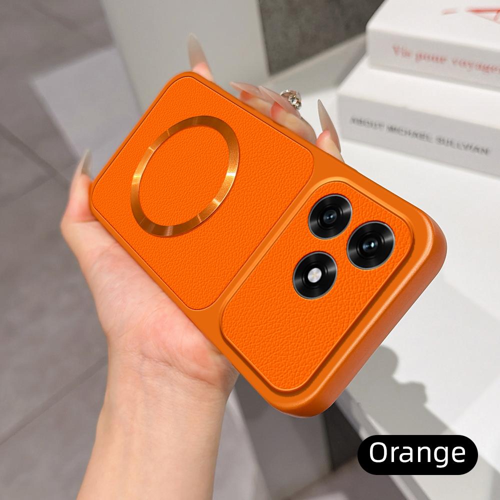 For Honor X5c / X5c Plus Lambskin Series Magnetic Skin Feel Phone Case(Orange)