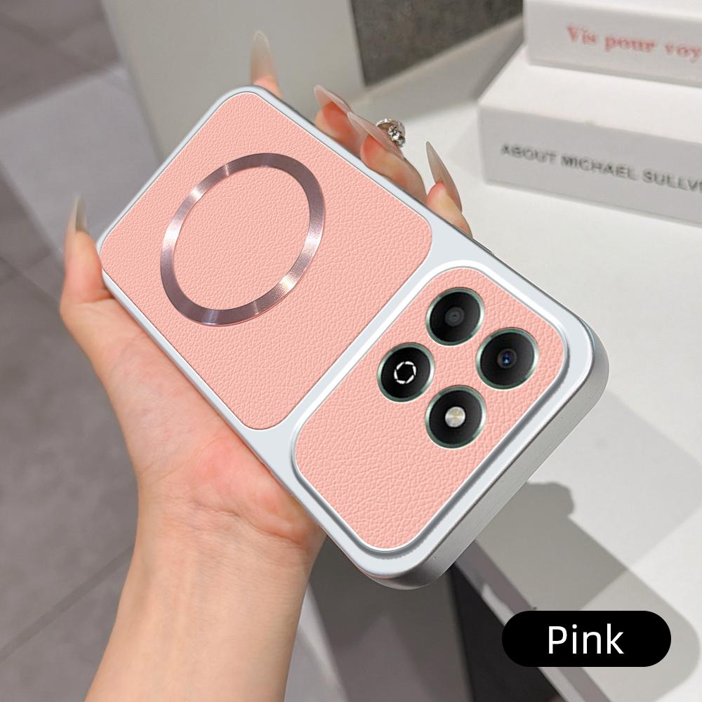 For Honor X6b 4G Lambskin Series Magnetic Skin Feel Phone Case(Pink)
