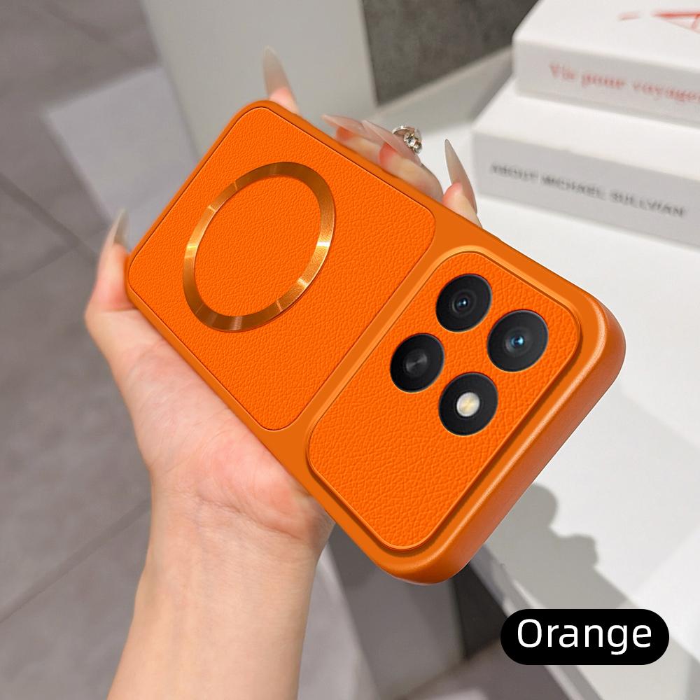 For Honor X8c 4G Lambskin Series Magnetic Skin Feel Phone Case(Orange)