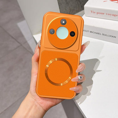 For Honor X60 Lambskin Series Magnetic Skin Feel Phone Case(Orange)