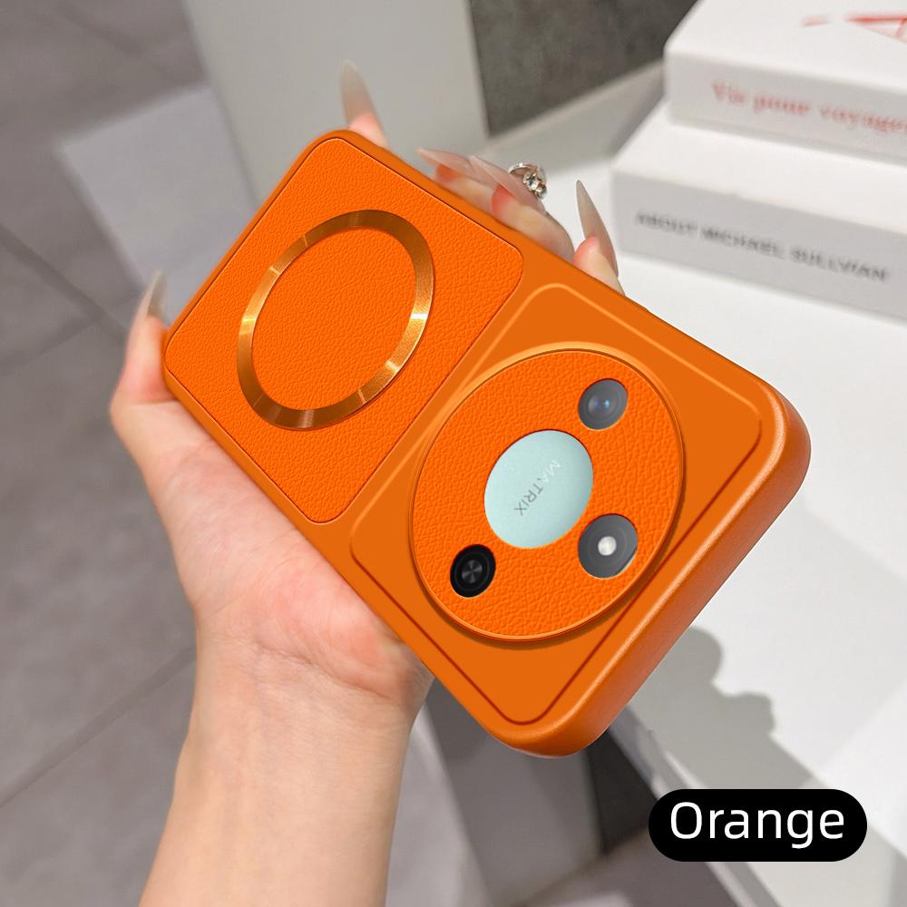 For Honor X60 Lambskin Series Magnetic Skin Feel Phone Case(Orange)