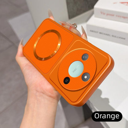 For Honor X60 Lambskin Series Magnetic Skin Feel Phone Case(Orange)