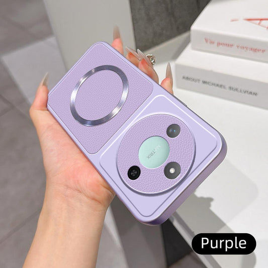 For Honor X60 Lambskin Series Magnetic Skin Feel Phone Case(Purple)