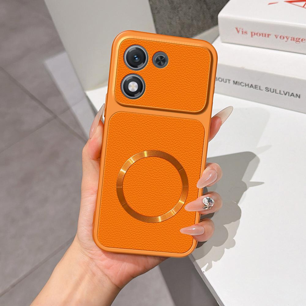 For Honor X70i Lambskin Series Magnetic Skin Feel Phone Case(Orange)