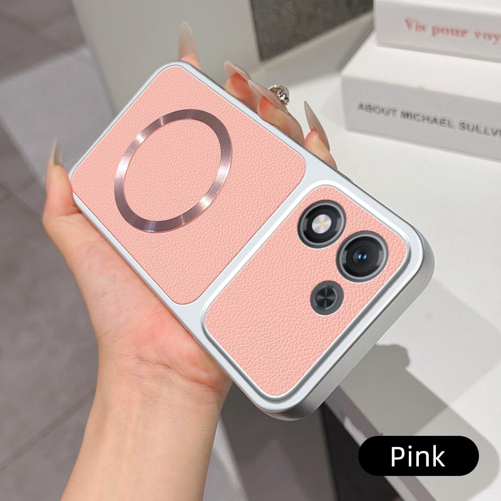 For Honor X70i Lambskin Series Magnetic Skin Feel Phone Case(Pink)