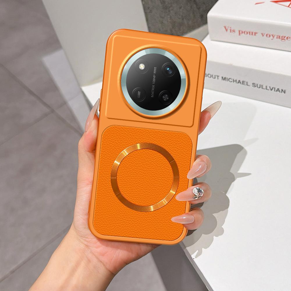 For Honor X60 Pro Lambskin Series Magnetic Skin Feel Phone Case(Orange)