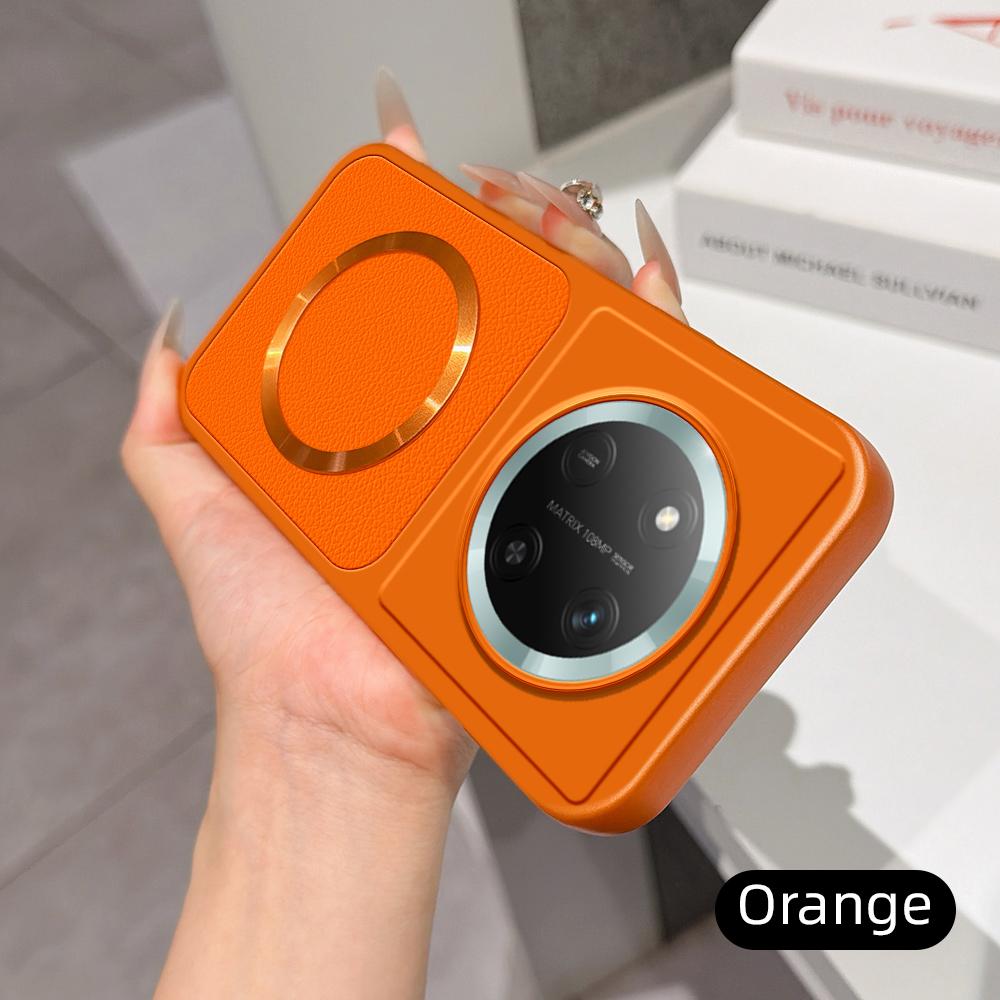 For Honor X60 Pro Lambskin Series Magnetic Skin Feel Phone Case(Orange)