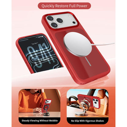 For iPhone 17 Pro Color Contrast Magnetic Phone Case with Wrist Strap(Black)