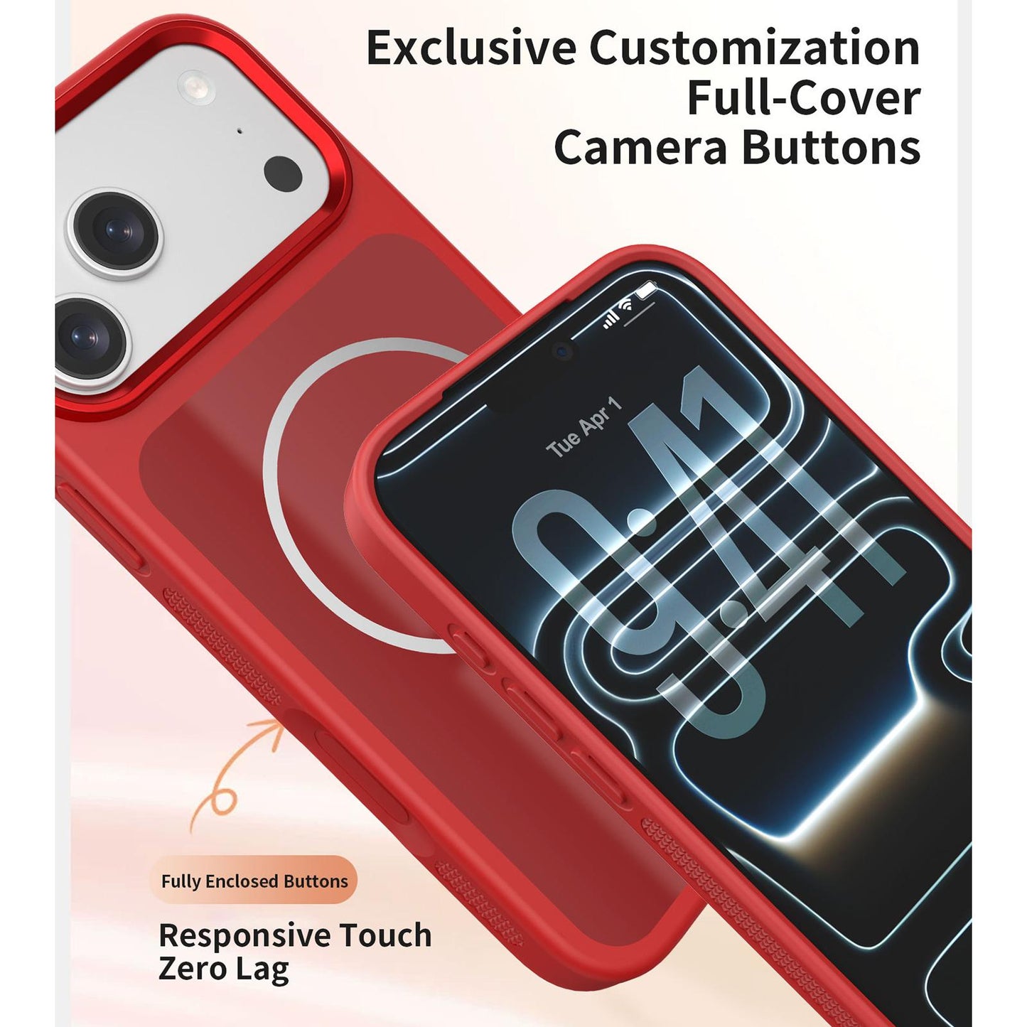 For iPhone 17 Pro Color Contrast Magnetic Phone Case with Wrist Strap(Pink)