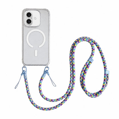 Acrylic + TPU Transparent Magnetic Phone Case with Lanyard For iPhone 17(Purple Blue Yellow)