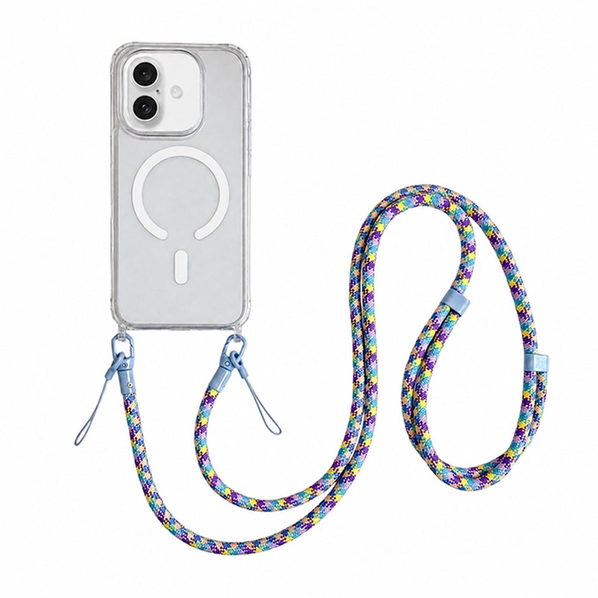 Acrylic + TPU Transparent Magnetic Phone Case with Lanyard For iPhone 17 - Purple Blue Yellow - EDA010033503E