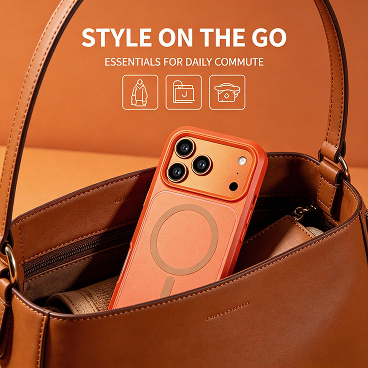 For iPhone 17 Pro Max Silicone Magnetic Anti-drop Protective Phone Case - Orange - EDA010034501A