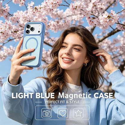 For iPhone 17 Pro Max Silicone Magnetic Anti-drop Protective Phone Case(Light Blue)