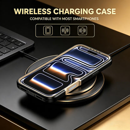 For iPhone 17 Pro Silicone Magnetic Anti-drop Protective Phone Case(Black + Gold)