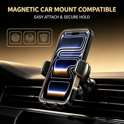 For iPhone 17 Pro Silicone Magnetic Anti-drop Protective Phone Case(Black + Gold)