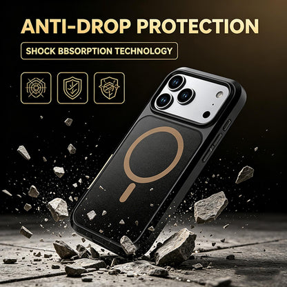 For iPhone 17 Pro Silicone Magnetic Anti-drop Protective Phone Case(Black + Gold)
