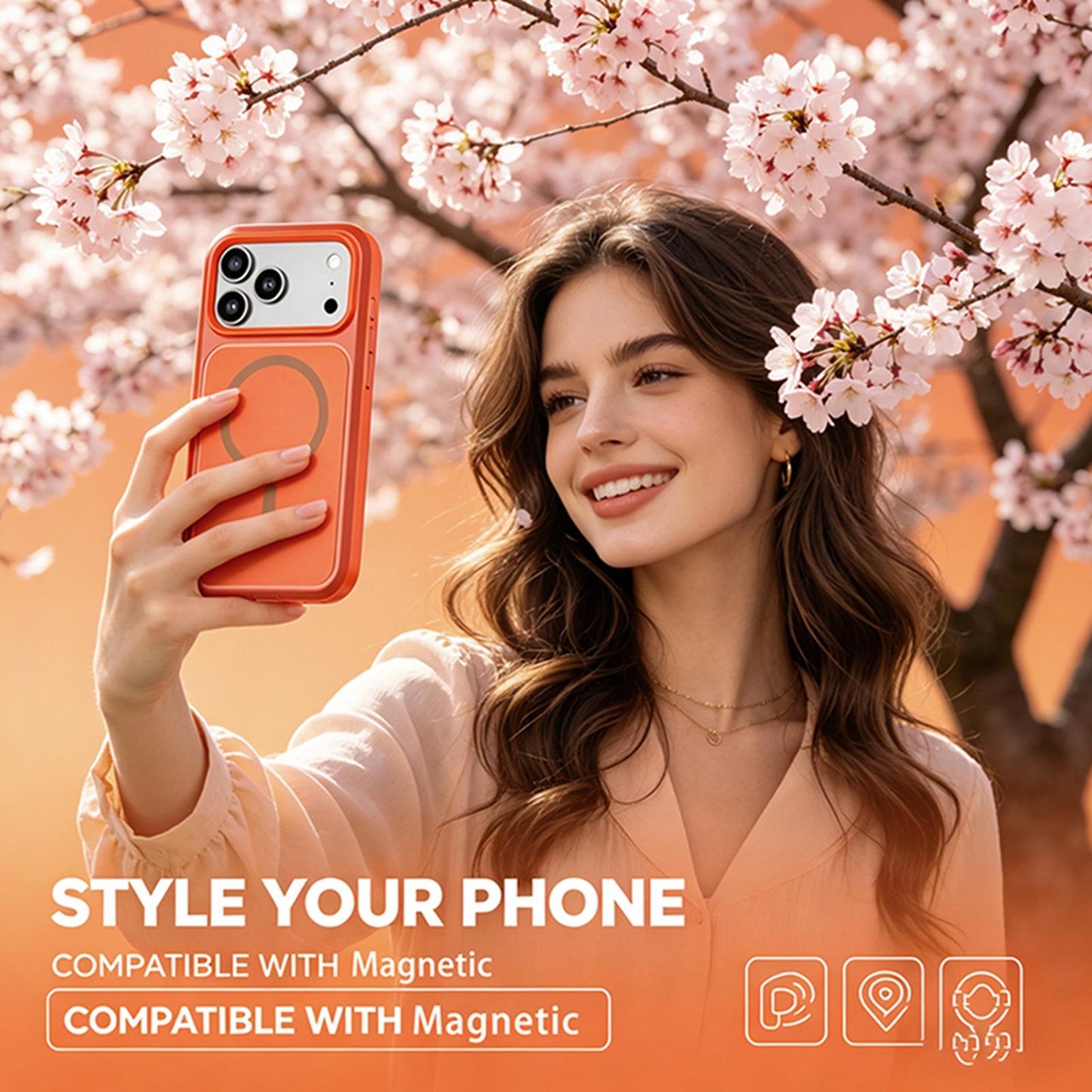 For iPhone 18 Pro Max Silicone Magnetic Anti-drop Protective Phone Case(Orange)