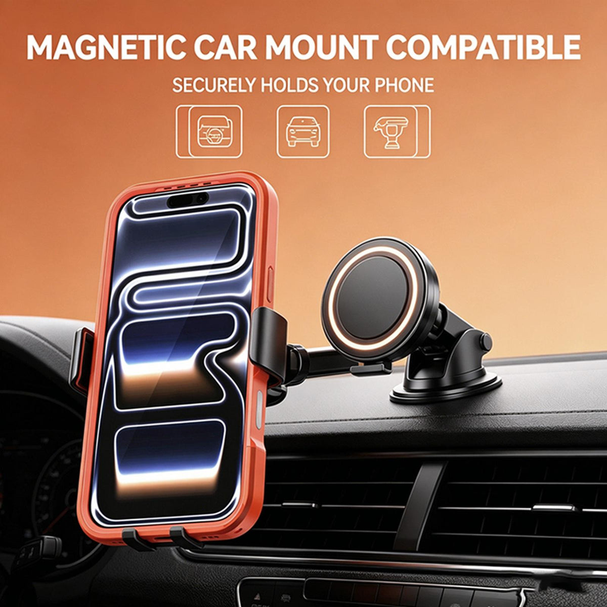 For iPhone 18 Pro Silicone Magnetic Anti-drop Protective Phone Case - Orange - EDA010034504A