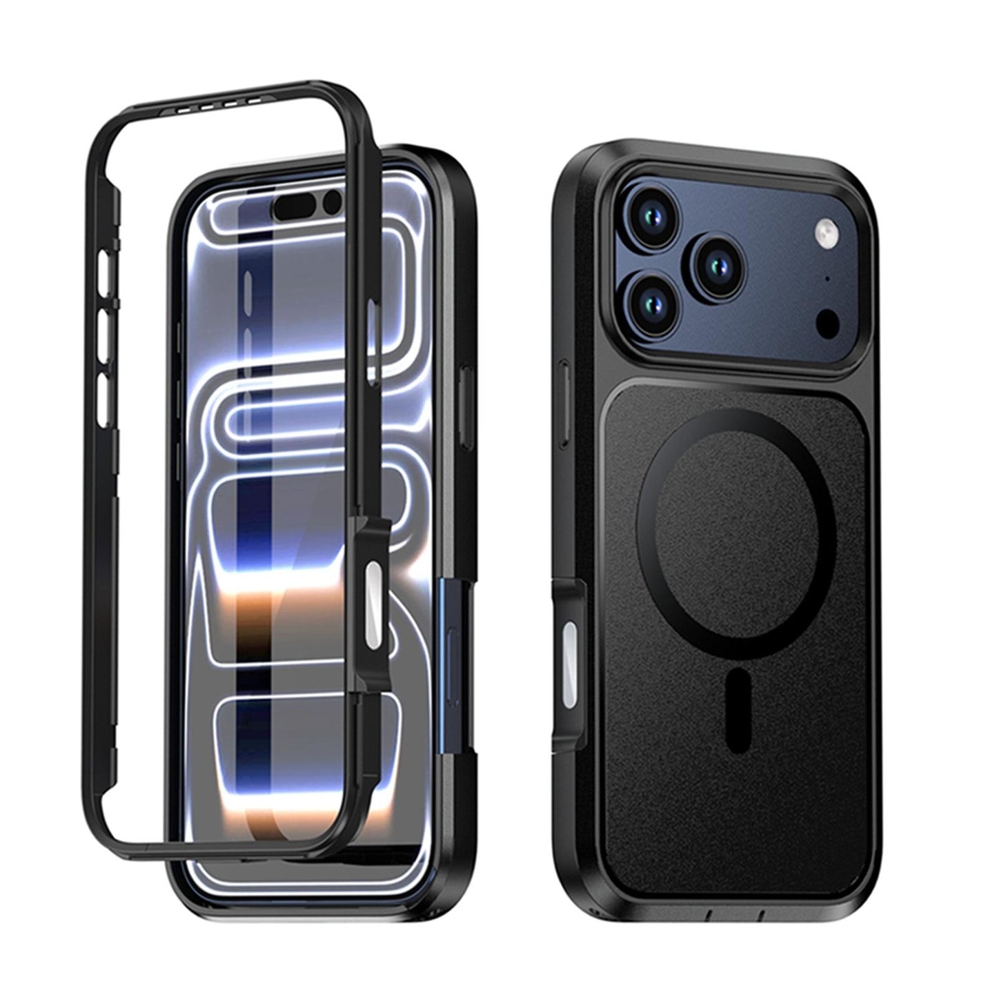 For iPhone 18 Pro Silicone Magnetic Anti-drop Protective Phone Case(Black + Black)