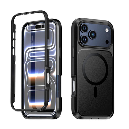 For iPhone 18 Pro Silicone Magnetic Anti-drop Protective Phone Case(Black + Black)