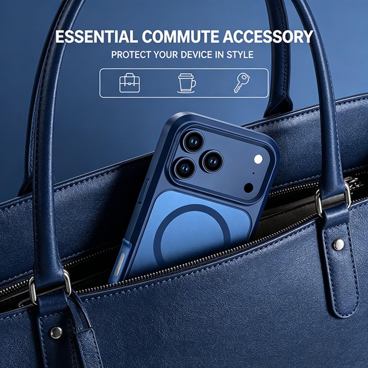For iPhone 18 Pro Silicone Magnetic Anti-drop Protective Phone Case(Blue)