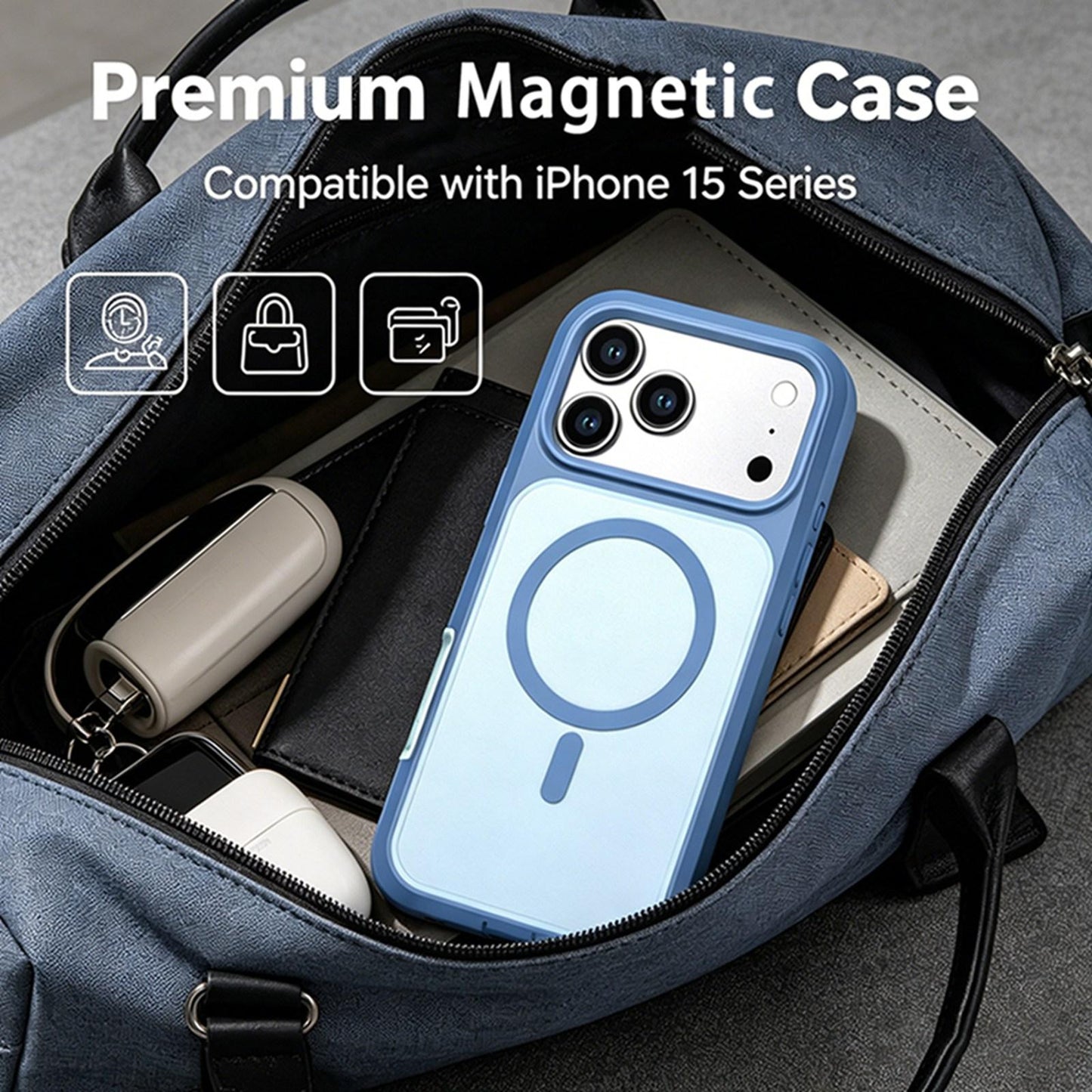 For iPhone 18 Pro Silicone Magnetic Anti-drop Protective Phone Case(Light Blue)