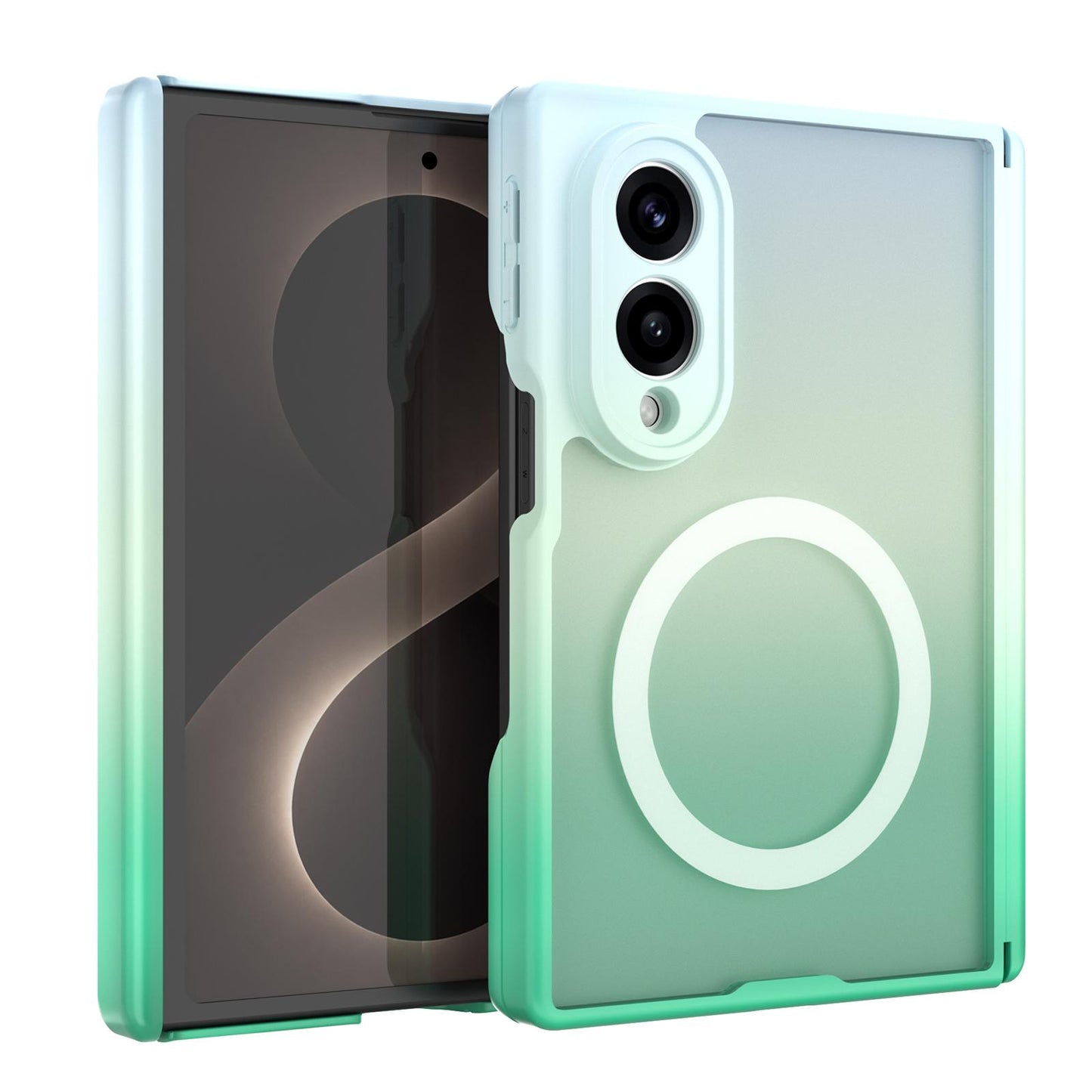 For Galaxy Z Fold8 5G Macaron Gradient Magnetic PC Foldable Phone Case(Mint Green)