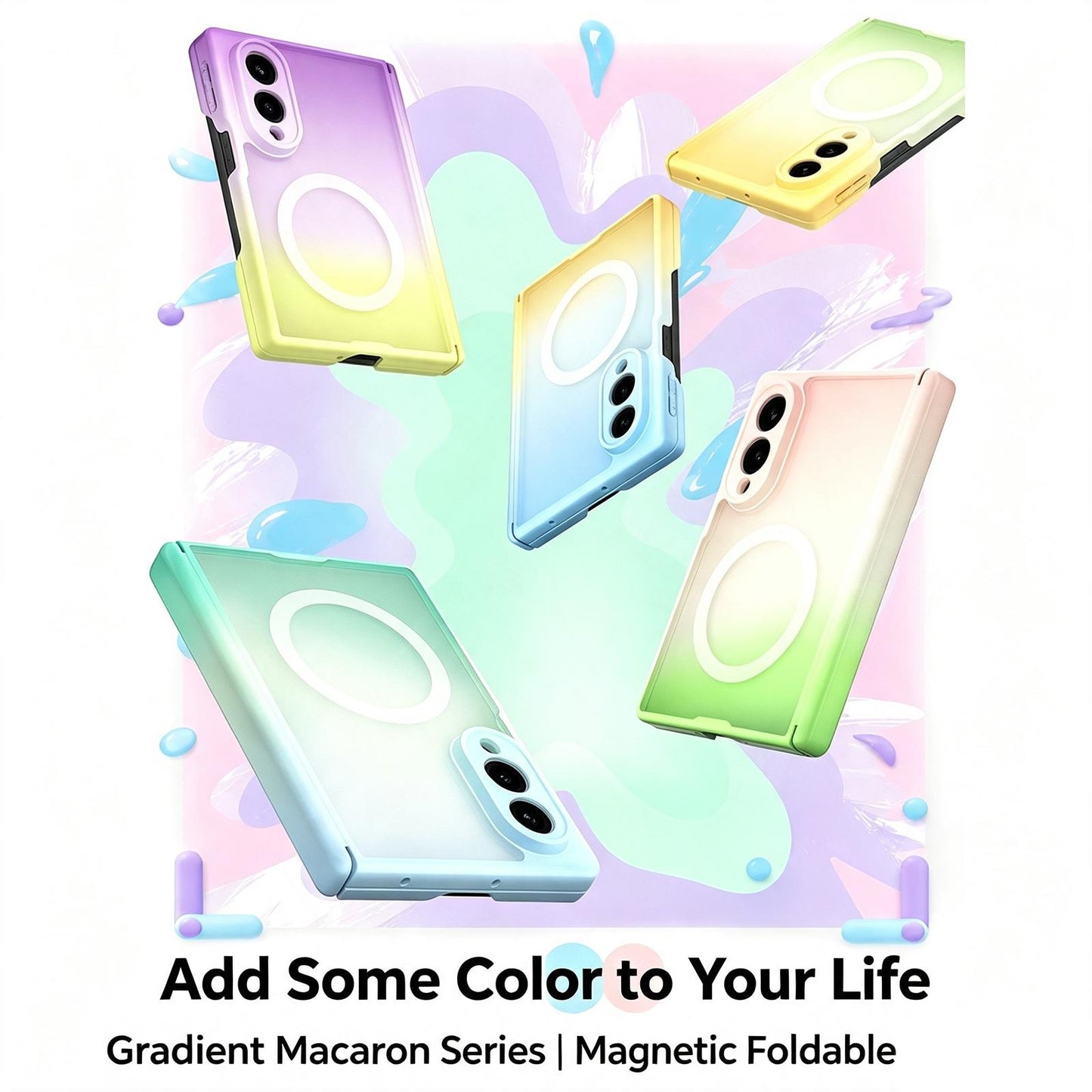 For Galaxy Z Fold8 5G Macaron Gradient Magnetic PC Foldable Phone Case(Mint Green)