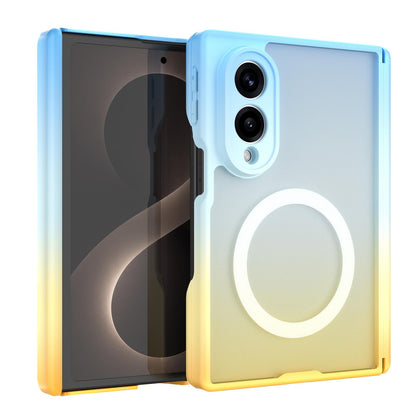For Galaxy Z Fold8 5G Macaron Gradient Magnetic PC Foldable Phone Case(Blue Yellow)