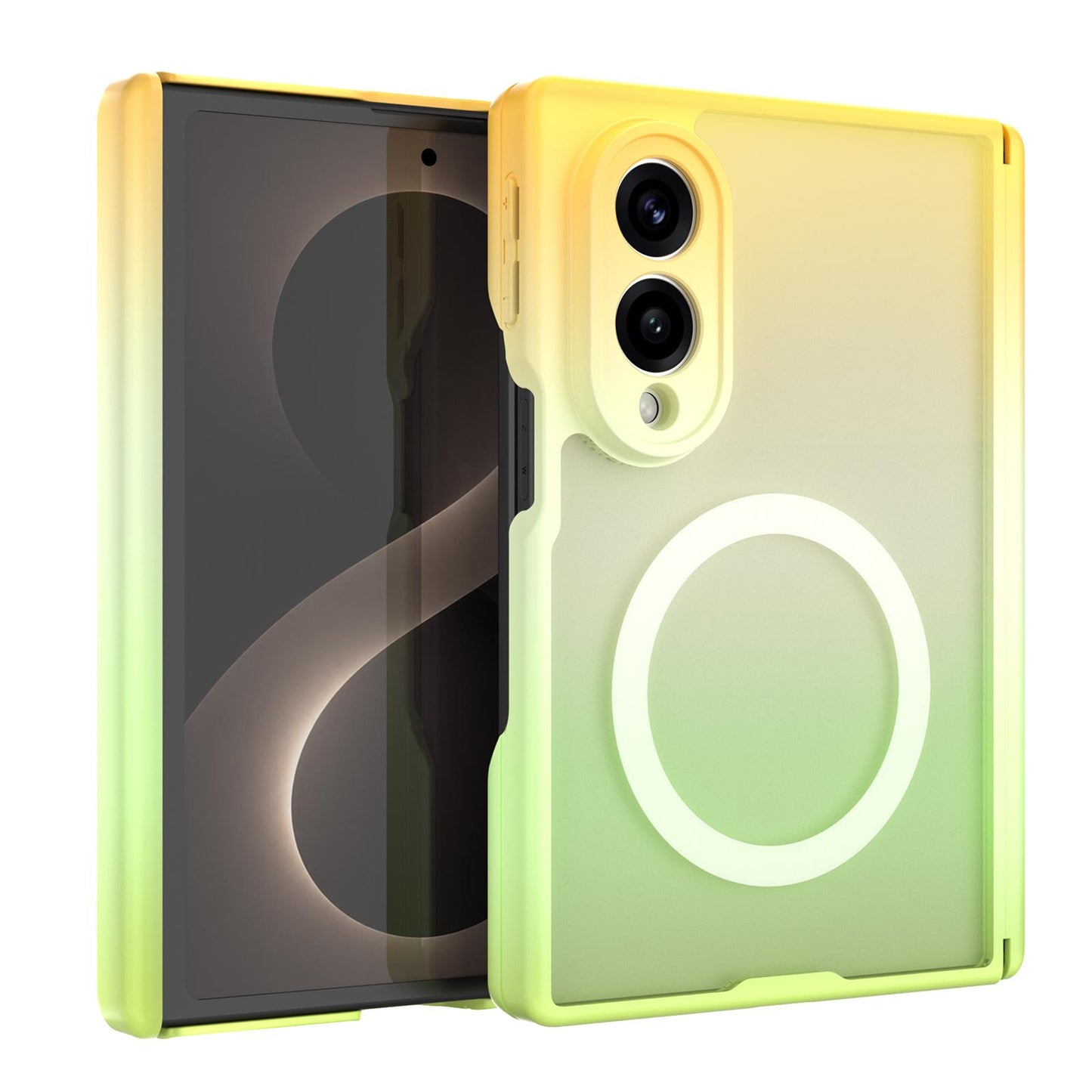 For Galaxy Z Fold8 5G Macaron Gradient Magnetic PC Foldable Phone Case(Yellow Green)