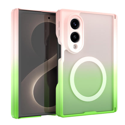 For Galaxy Z Fold8 5G Macaron Gradient Magnetic PC Foldable Phone Case(Pink Green)