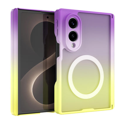 For Galaxy Z Fold8 5G Macaron Gradient Magnetic PC Foldable Phone Case(Purple Yellow)