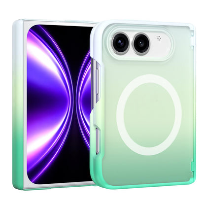 For iPhone Fold Macaron Gradient Magnetic PC Foldable Phone Case(Mint Green)