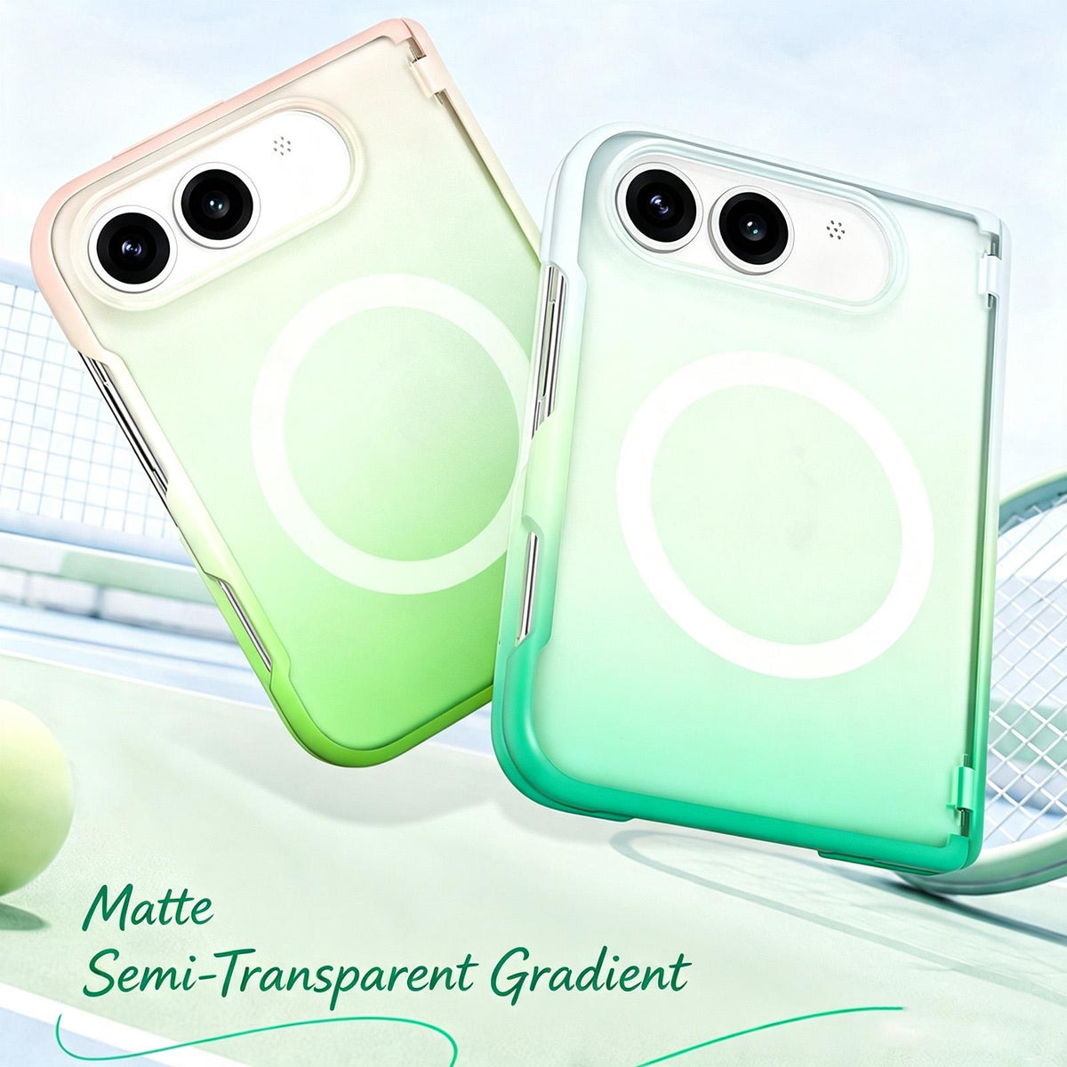 For iPhone Duo Macaron Gradient Magnetic PC Foldable Phone Case - Pink Green - EDA010034801C