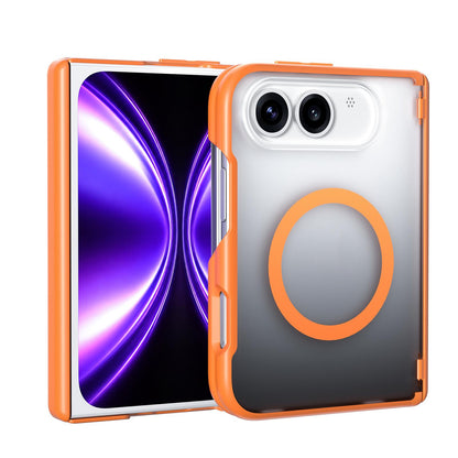 For iPhone Fold Spring Hinge Protection Magnetic Phone Case(Orange)