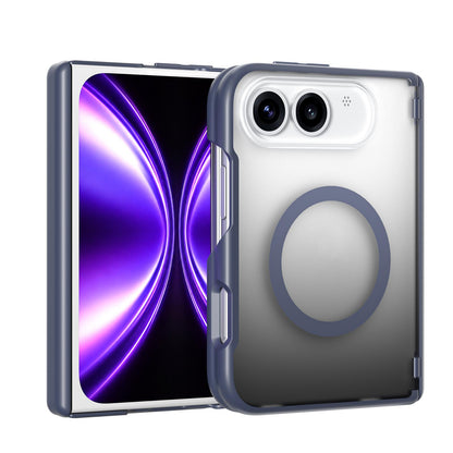 For iPhone Fold Spring Hinge Protection Magnetic Phone Case(Blue)