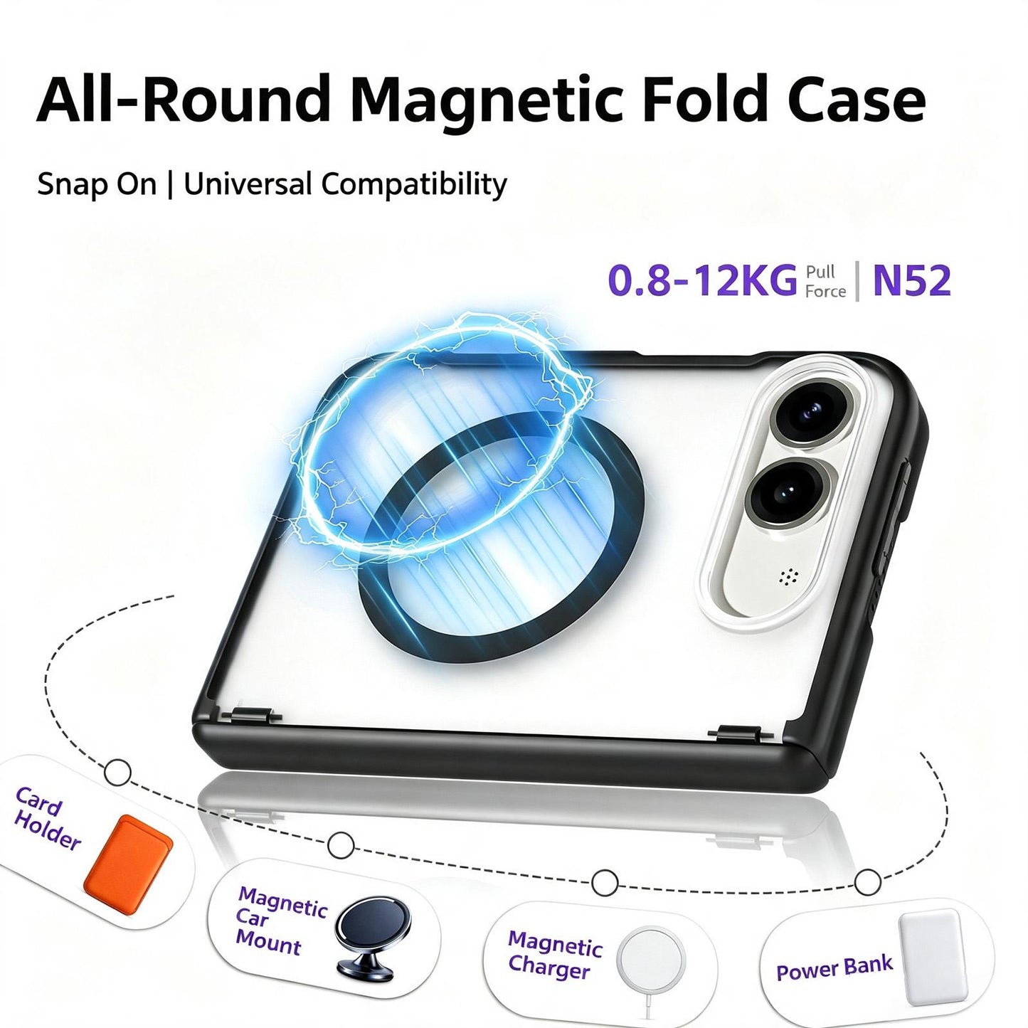 For iPhone Fold Spring Hinge Protection Magnetic Phone Case(Blue)